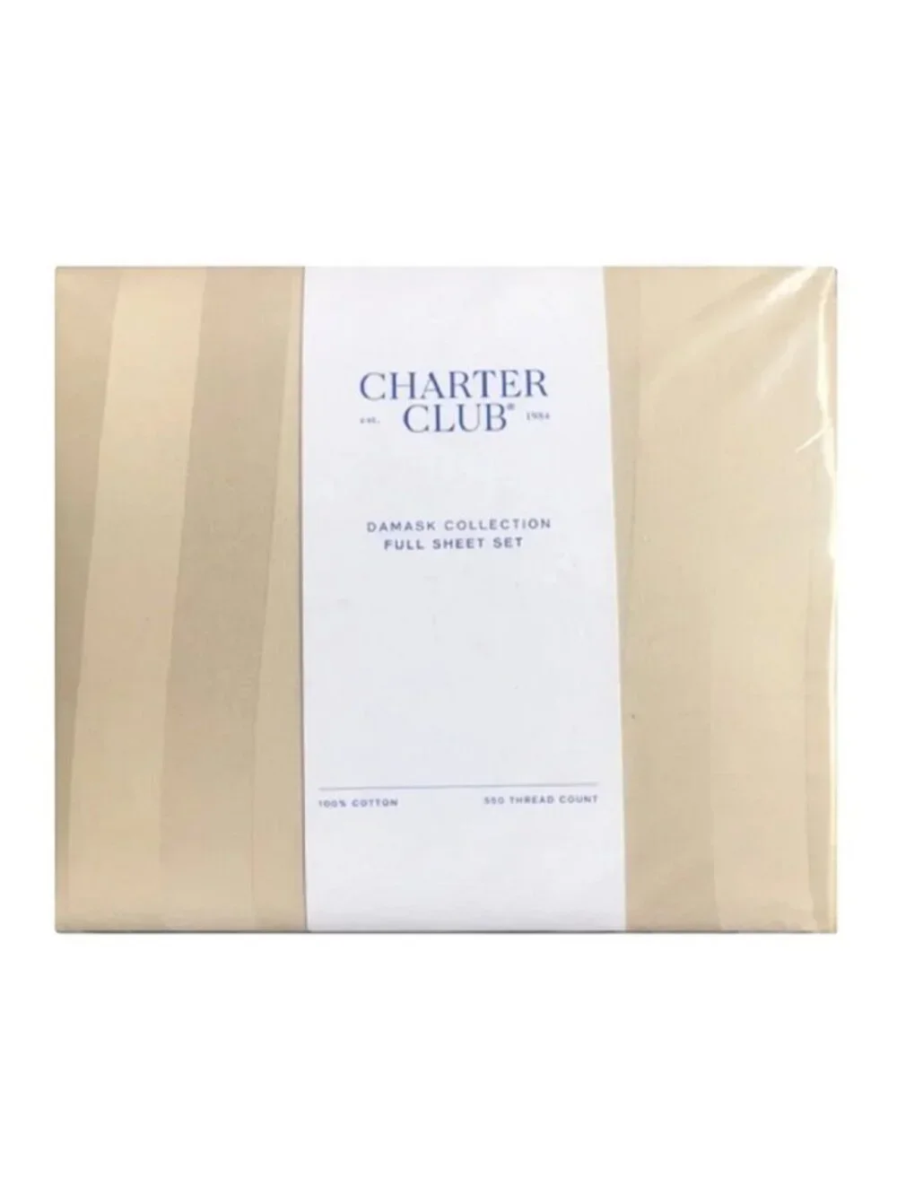 brand new 4-piece STRIPE Charter Club Damask 550 TC 100% Cotton FULL Sheet Set